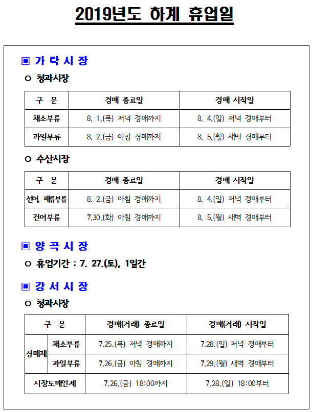 2019 하계 휴업일, 자세한 내용은 다음에서 확인