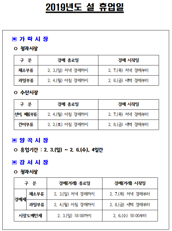 2019년도 설 휴업일, 자세한 내용은 다음에서 확인