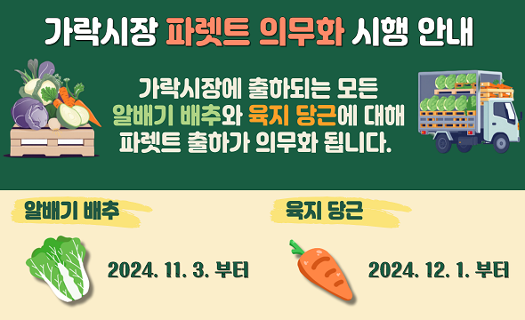 가락시장 파렛트 의무화 시행 안내